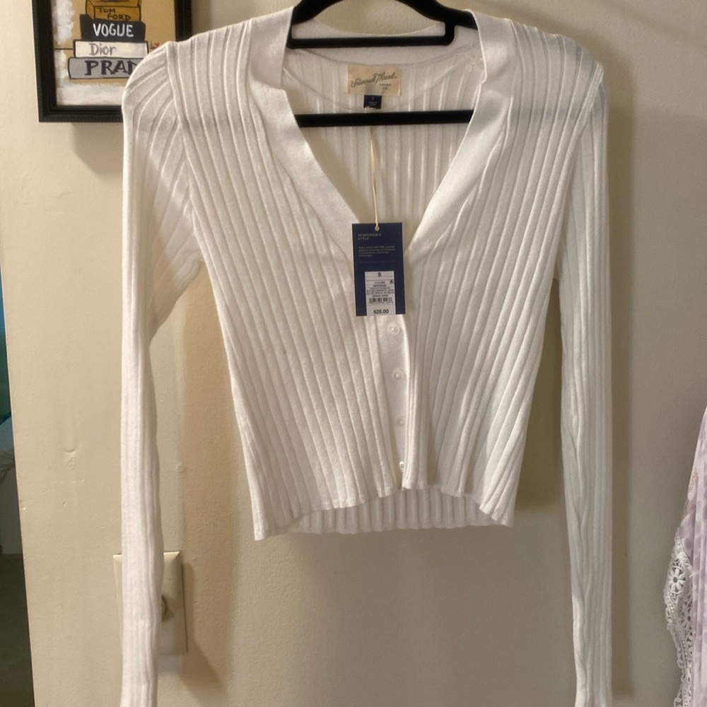 NWT Universal thread white cardigan, size small